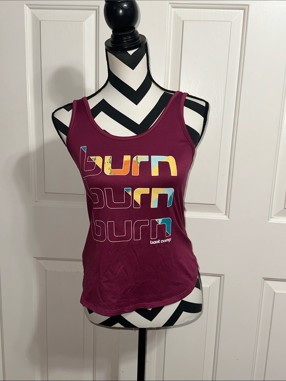 Burn Boot Camp Maroon Graphic Tank Top